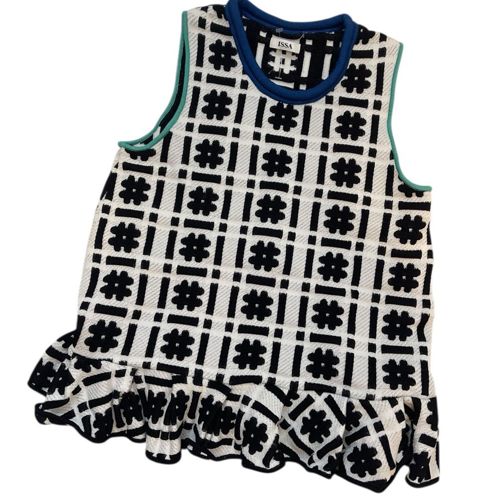 Issa London Black and White Patterned Top size XS Extra Small